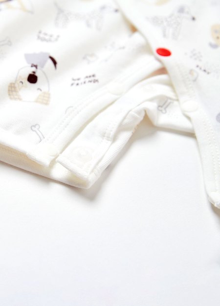 新生兒短袖連身包屁衣-狗狗-白色3