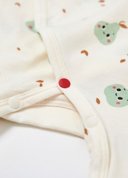 新生兒 短袖連身包屁衣-西洋梨-米色2