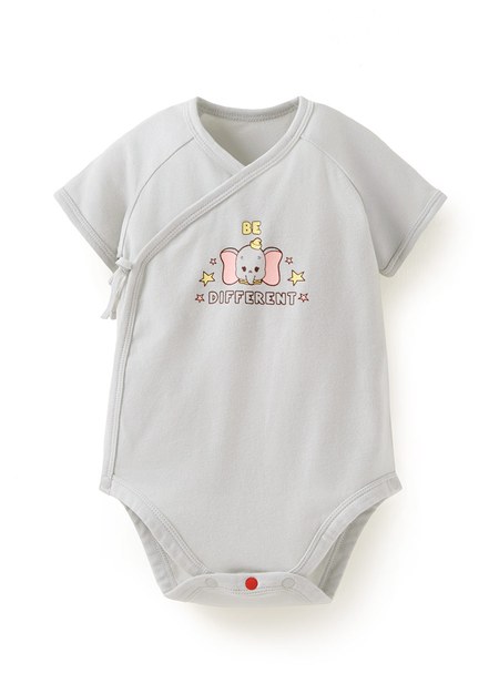 新生兒迪士尼Q彈棉質包屁衣-小飛象-灰藍1