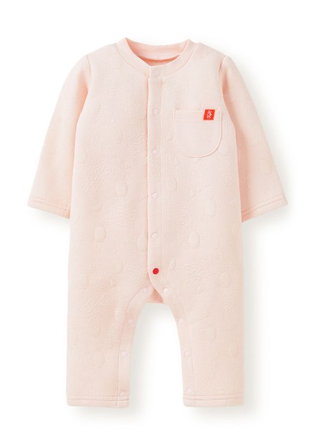 新生兒鋪棉長袖連身衣-淺粉2