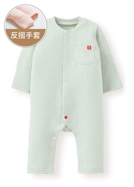 新生兒鋪棉長袖連身衣-淺綠1