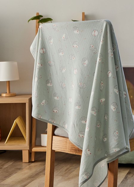 多用途大方巾刺蝟款(兩入)-灰藍2