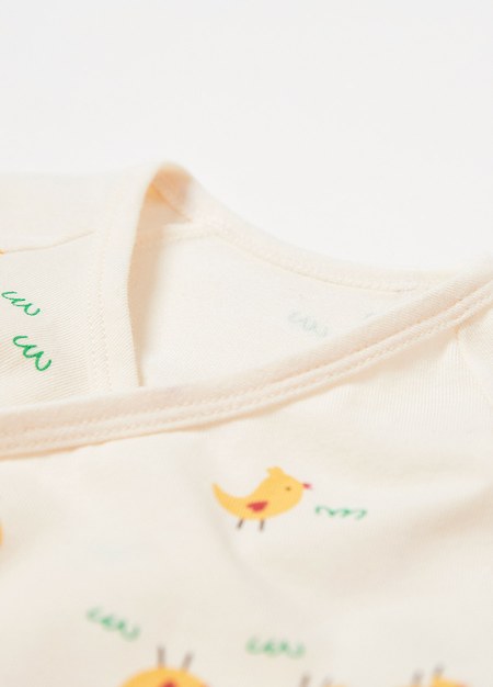 新生兒Q彈棉質蝴蝶衣-小雞-米色2