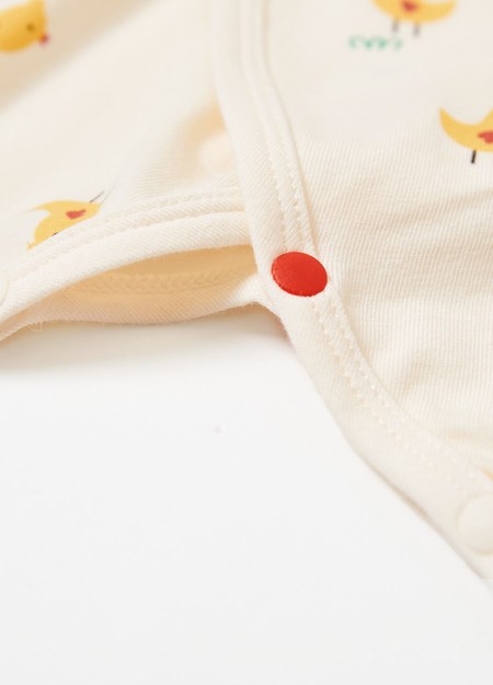 新生兒Q彈棉質蝴蝶衣-小雞-米色3