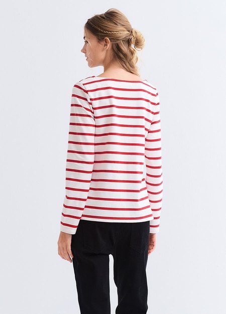 船領橫紋孕哺上衣-紅色4