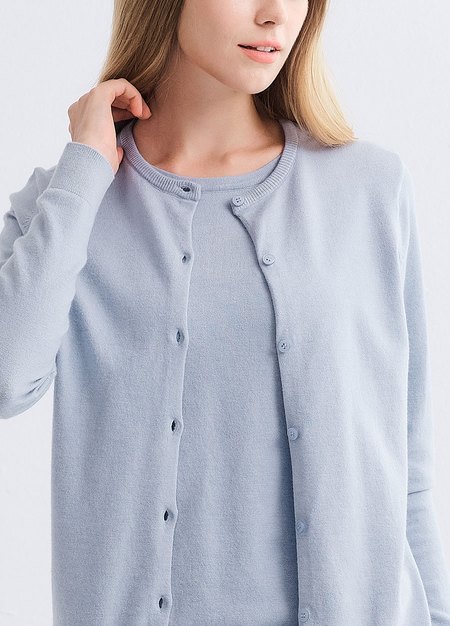 圓領開襟孕哺針織衫(兩穿)-淺藍4