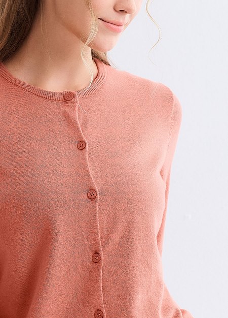 圓領開襟孕哺針織衫(兩穿)-深粉4