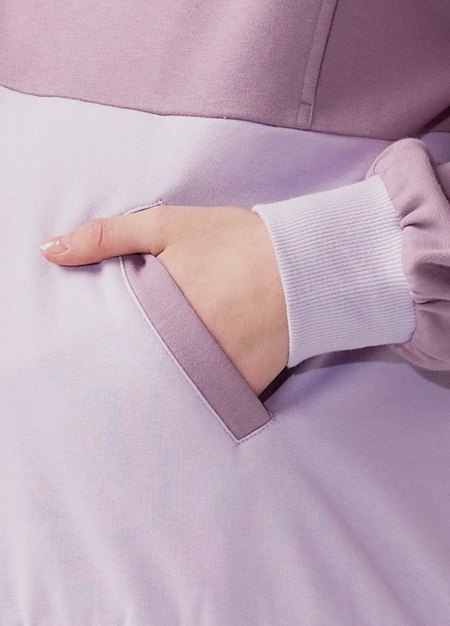 撞色拼接連帽孕哺上衣-藕紫3