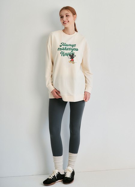 迪士尼米奇長版孕哺上衣-米色3