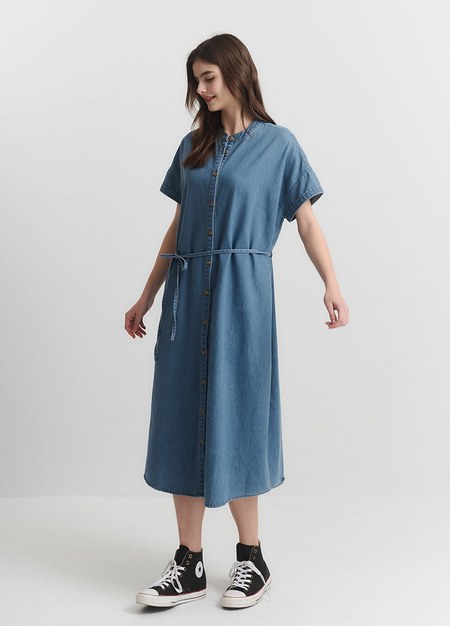 水洗牛仔襯衫孕哺洋裝(兩穿)-淺藍2