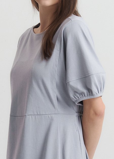 簡約公主袖孕哺洋裝-藍紫4