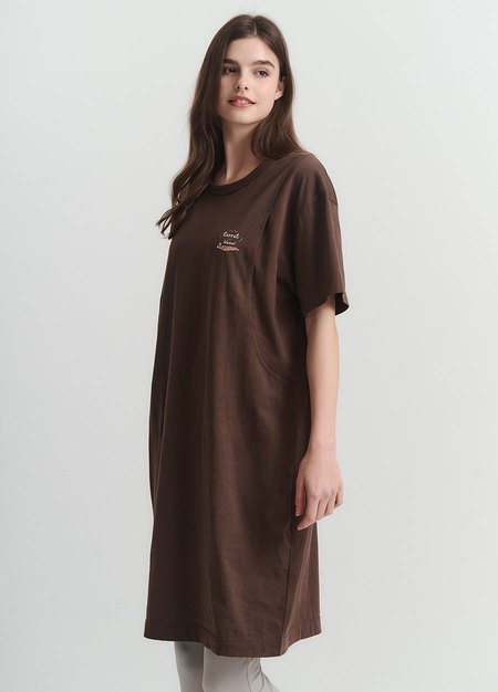 迪士尼奇奇&蒂蒂孕哺洋裝-深棕4