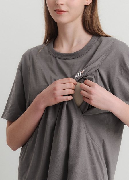 迪士尼木偶奇遇記孕哺洋裝-灰色2