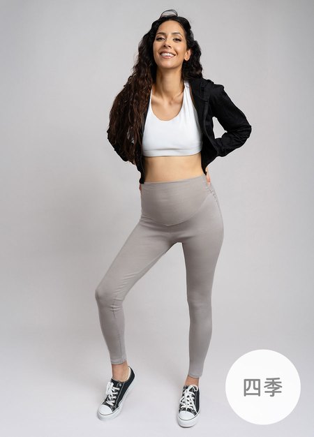 棉質舒適瑜珈孕婦褲-淺灰1