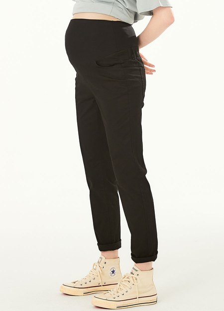 百搭修身上班孕婦褲-黑色3