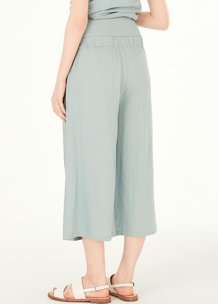 混麻垂墜孕婦寬褲-灰藍4