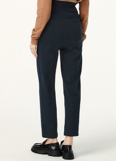 彈力壓線上班孕婦褲-深藍4