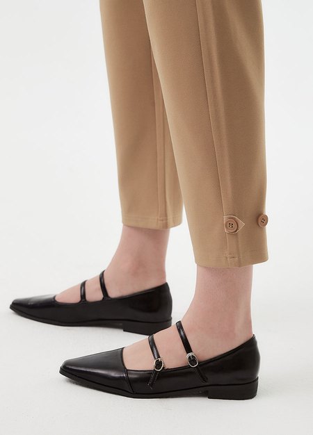 彈力修身錐形孕婦褲-卡其1