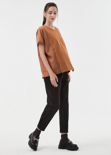 彈力修身錐形孕婦褲-黑色3