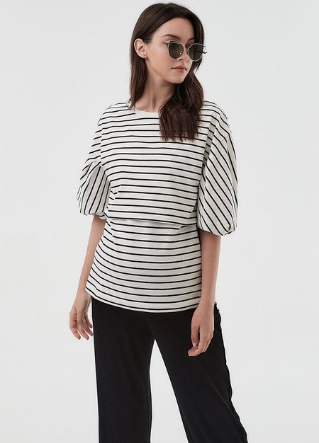 垂墜細褶直筒孕婦寬褲-黑色4