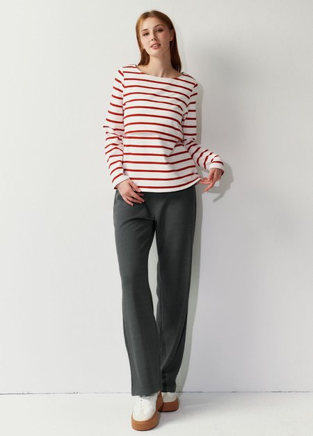 針織直筒孕婦寬褲-暗灰1