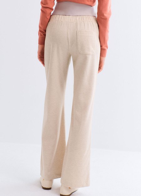 針織直筒孕婦寬褲-米色4