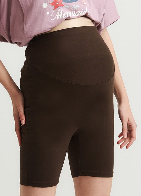 超彈舒適五分瑜珈孕婦褲-深棕2