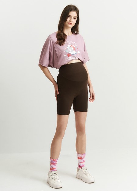 超彈舒適五分瑜珈孕婦褲-深棕3