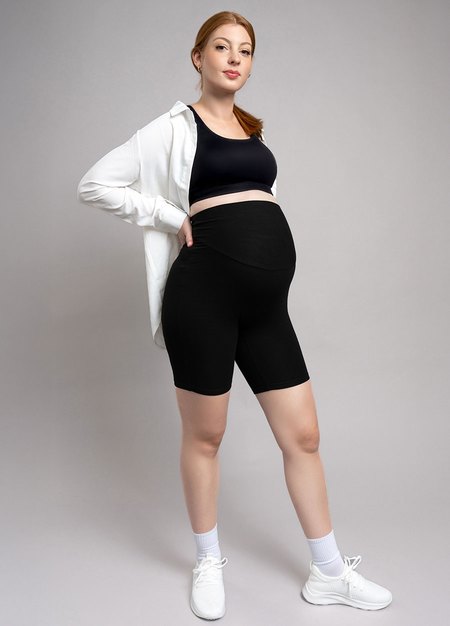 超彈舒適五分瑜珈孕婦褲-黑色1