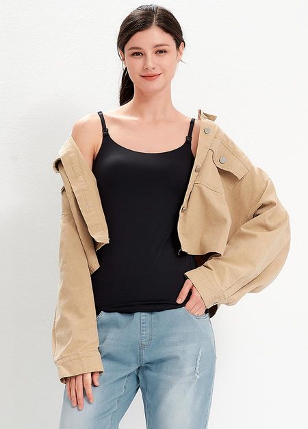 Bra Top抗菌細肩帶孕哺背心-黑色1