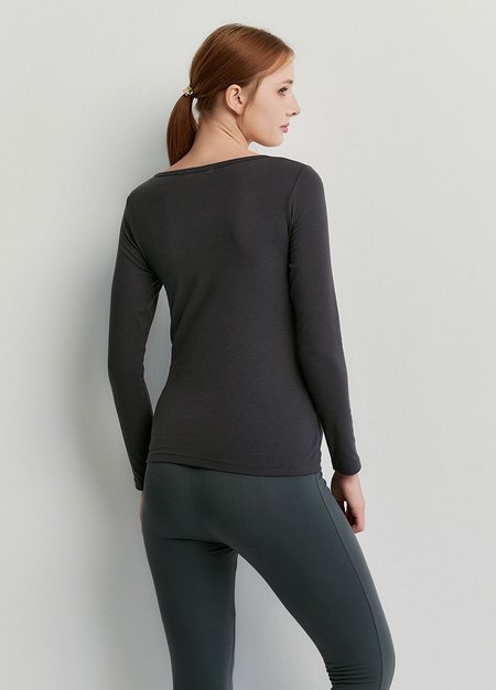 圓領保暖孕哺蓄熱衣-深灰4