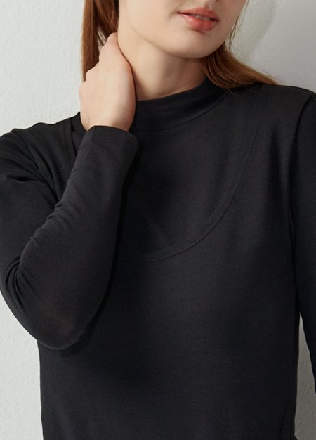 高領保暖孕哺蓄熱衣-黑色4