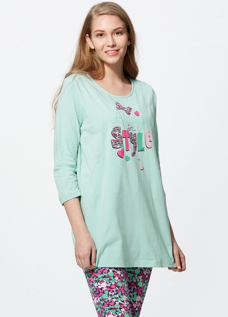 迪士尼米妮孕哺居家服組-淺藍綠1