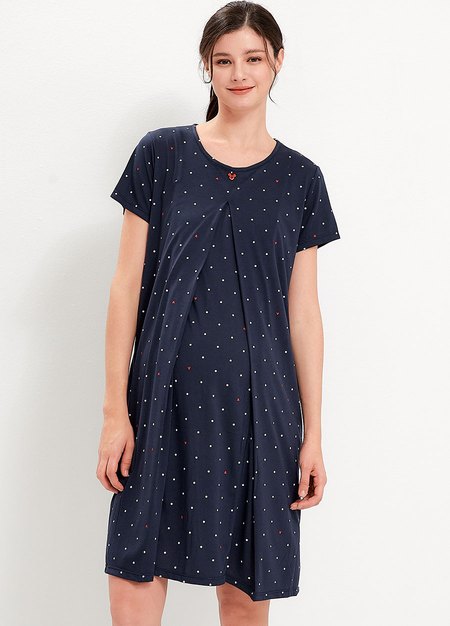 點點米奇莫代爾孕哺居家洋裝-深藍4