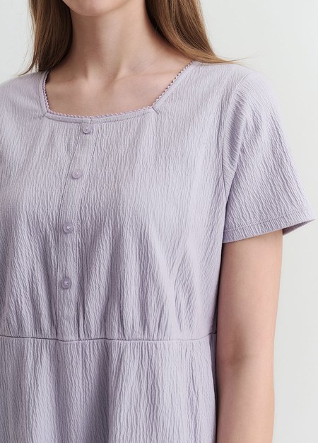 棉質泡泡孕哺居家洋裝-淺紫1