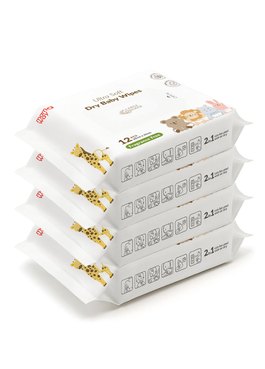 嬰兒超柔乾濕兩用巾-隨身包( 12片×4包 ) - 白色