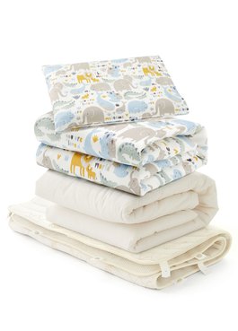 調溫抗菌透氣睡袋全組-親子動物園(涼被+厚被+床墊3件組)