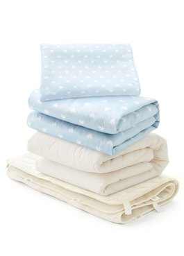  調溫抗菌透氣睡袋全組-愛心(涼被+厚被+床墊3件組)