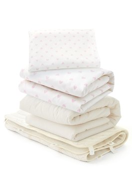  調溫抗菌透氣睡袋全組-愛心(涼被+厚被+床墊3件組)