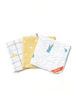 純棉6層紗口水巾(3入) - 黃色