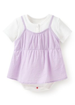 BABY假兩件吊帶包屁洋裝 - 淺紫