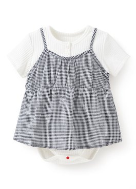 BABY假兩件吊帶包屁洋裝 - 黑色