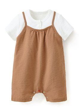 BABY假兩件連身包屁衣 - 駝色