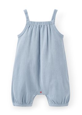 BABY華夫格連身吊帶褲 - 灰藍