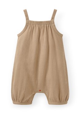 BABY華夫格連身吊帶褲 - 駝色