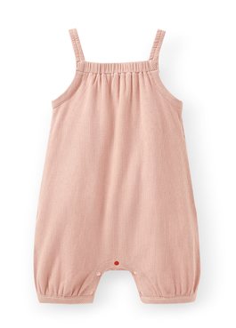 BABY華夫格連身吊帶褲 - 粉橘