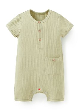 BABY坑條連身包屁衣 - 淺綠