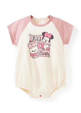 BABY迪士尼棉質拉克蘭寬鬆包屁衣-米妮與黛西 - 淺粉