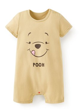 BABY迪士尼棉質連身包屁衣-維尼 - 淺黃