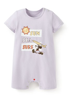 BABY迪士尼棉質連身包屁衣-夏日米奇 - 淺紫